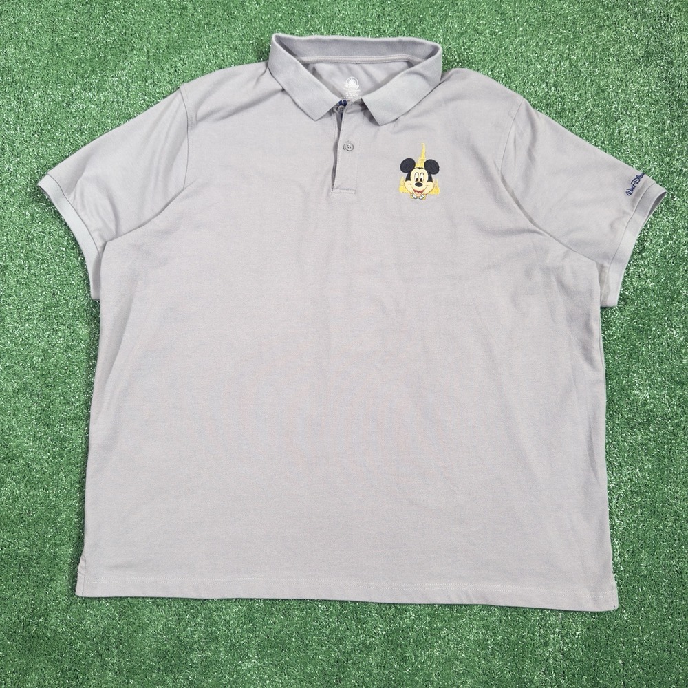 Disney Parks Walt Disney World 50th Anniversary Mickey Polo Shirt XXL‎ Gray